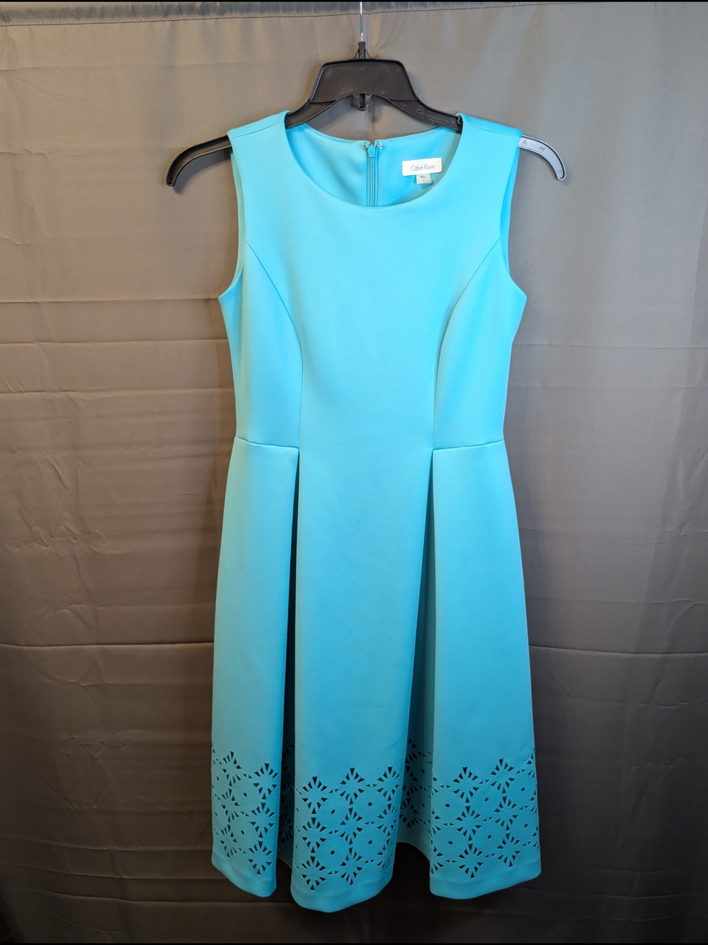 Calvin Klein Aqua Fit & Flare Dress with Laser-Cut Hem .. B